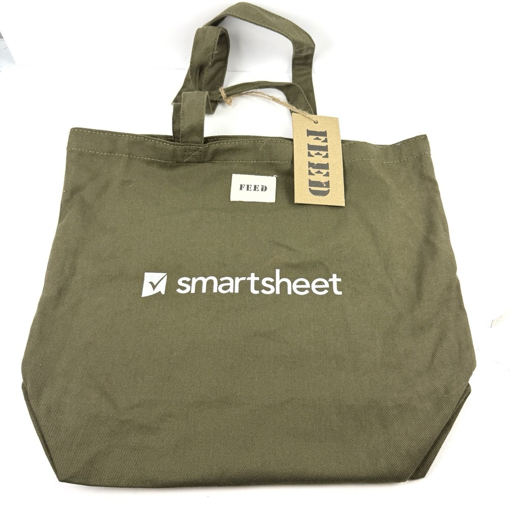 Feed Tote Bag Olive Green Lightweight Shopper Smartsheet Logo Brand New